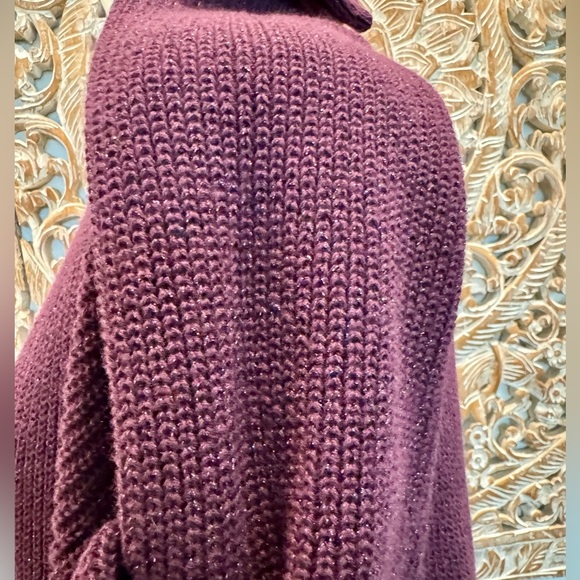 a.n.a Oversized Dark Plum Cable Knit Sweater- size XL - Picture 10 of 12